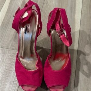 Glaze Fuchsia Open-Toe Heels